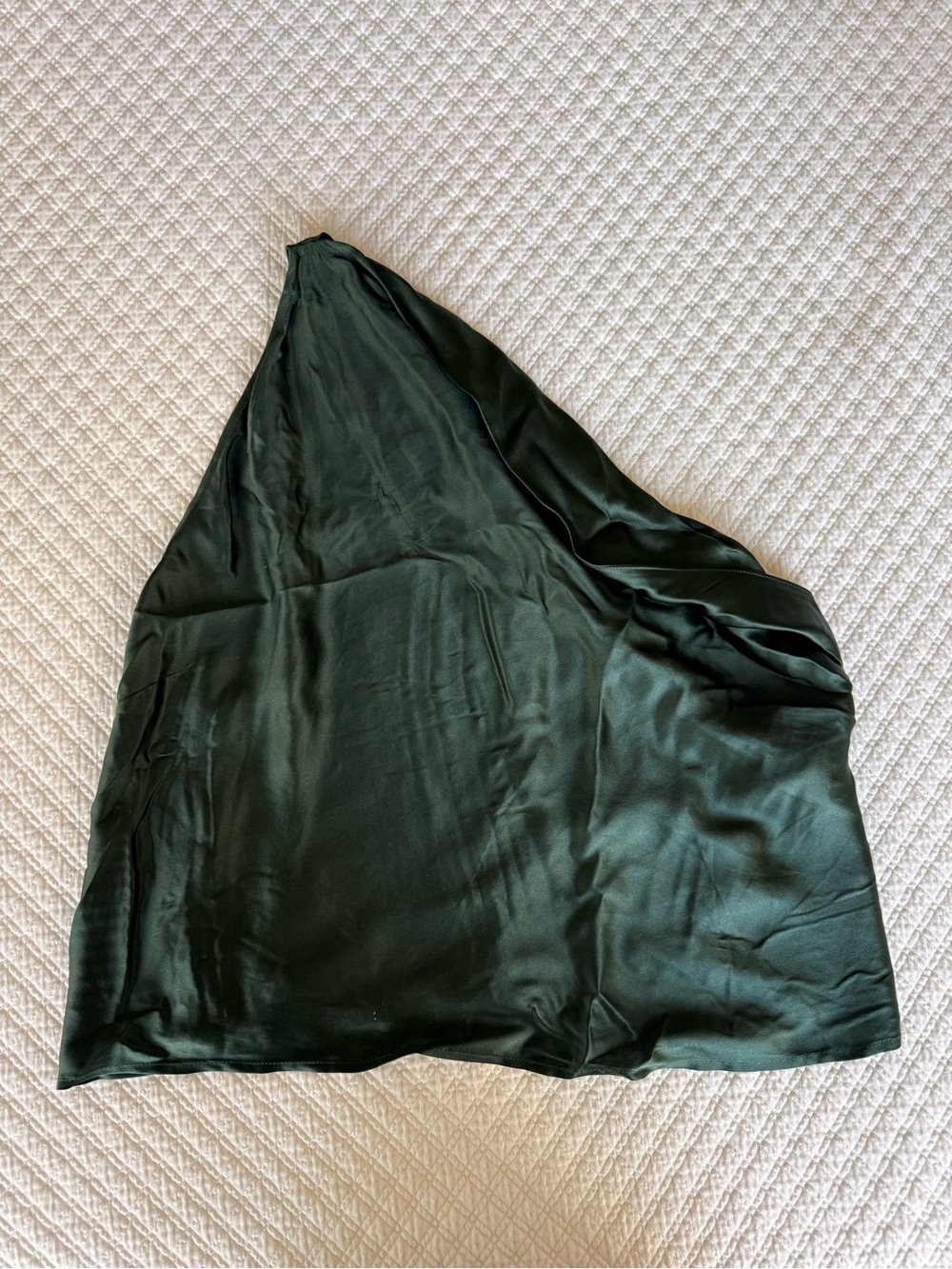 The Sei One-Shoulder Satin Top in Dark Green